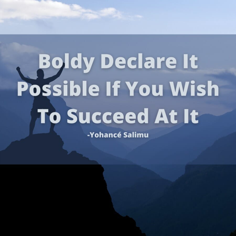 Success Quotes - Boldy Declare It Possible If You Wish To Succeed At It inspirational quote on success